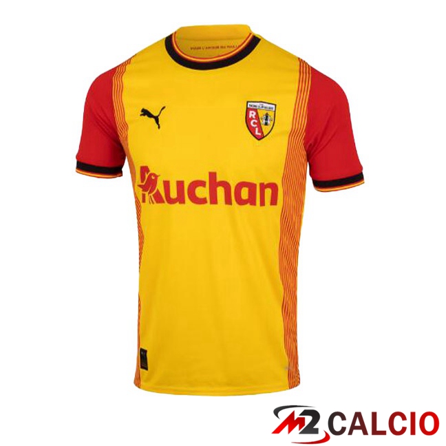 Maglie Calcio Personalizzate,Tute Calcio Squadre,Maglia Nazionale Italiana Calcio | Maglia Calcio RC Lens Prima Giallo Rosso 2023/2024