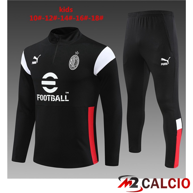 Maglie Calcio Personalizzate,Tute Calcio Squadre,Maglia Nazionale Italiana Calcio | Insieme Tuta Calcio AC Milan Bambino Nero 2023/2024