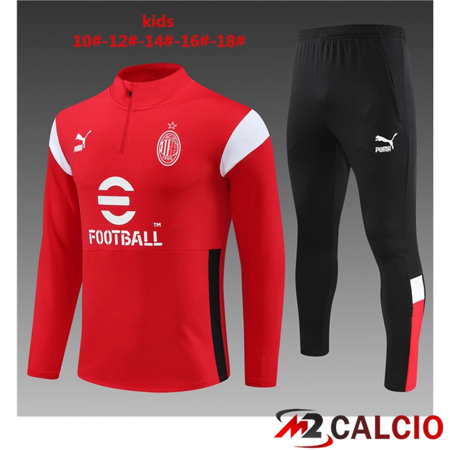 Maglie Calcio Personalizzate,Tute Calcio Squadre,Maglia Nazionale Italiana Calcio | Insieme Tuta Calcio AC Milan Bambino Rosso 2023/2024