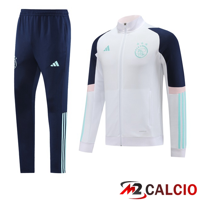 Maglie Calcio Personalizzate,Tute Calcio Squadre,Maglia Nazionale Italiana Calcio | Insieme Tuta Calcio - Giacca AFC Ajax Bianco 2023/2024