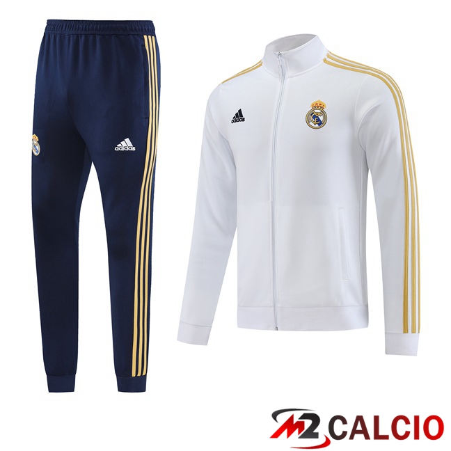 Maglie Calcio Personalizzate,Tute Calcio Squadre,Maglia Nazionale Italiana Calcio | Insieme Tuta Calcio - Giacca Real Madrid Bianco 2023/2024