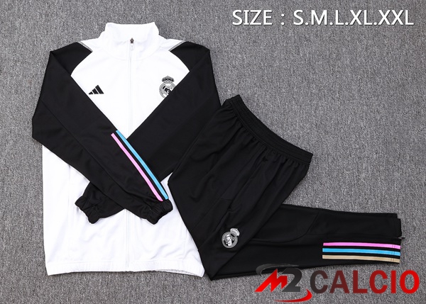 Insieme Tuta Calcio - Giacca Real Madrid Bianco Nero 2023/2024