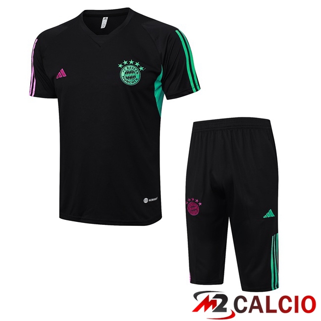 Maglie Calcio Personalizzate,Tute Calcio Squadre,Maglia Nazionale Italiana Calcio | T Shirt Allenamento Bayern Monaco + Pantaloncini Nero 2023/2024