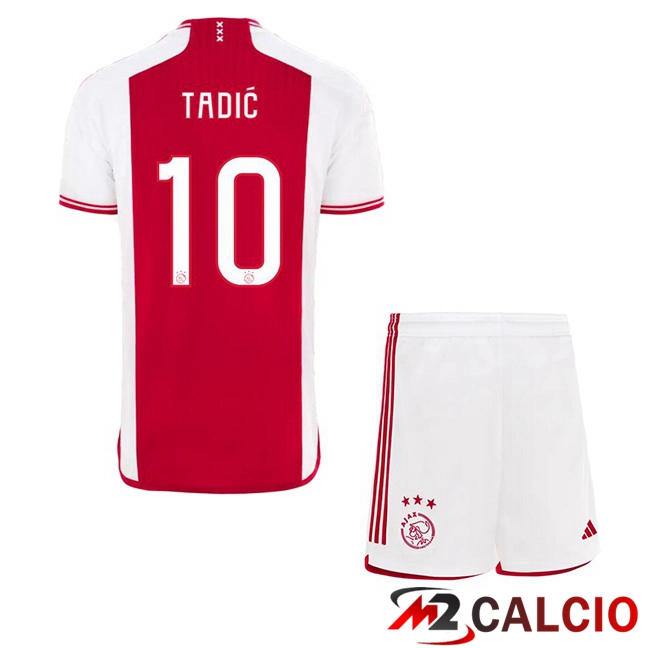 Maglie Calcio Personalizzate,Tute Calcio Squadre,Maglia Nazionale Italiana Calcio | Maglie Calcio AFC Ajax (Tadić 10) Bambino Prima Rosso Bianco 2023/2024