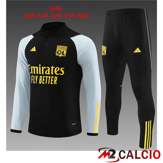 Maglie Calcio Personalizzate,Tute Calcio Squadre,Maglia Nazionale Italiana Calcio | Insieme Tuta Calcio Lyon OL Bambino Nero 2023/2024