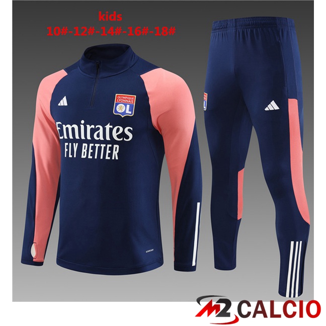 Maglie Calcio Personalizzate,Tute Calcio Squadre,Maglia Nazionale Italiana Calcio | Insieme Tuta Calcio Lyon OL Bambino Blu Reale 2023/2024