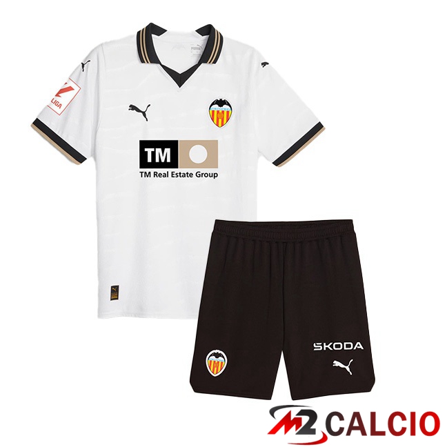 Maglie Calcio Personalizzate,Tute Calcio Squadre,Maglia Nazionale Italiana Calcio | Maglie Calcio Valencia CF Bambino Prima Bianco 2023/2024