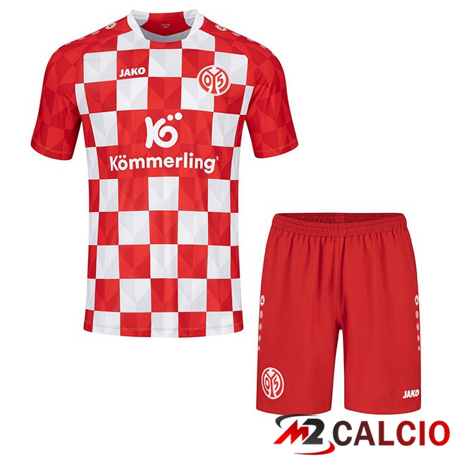 Maglie Calcio Personalizzate,Tute Calcio Squadre,Maglia Nazionale Italiana Calcio | Maglie Calcio FSV Mainz 05 Bambino Prima Rosso 2023/2024