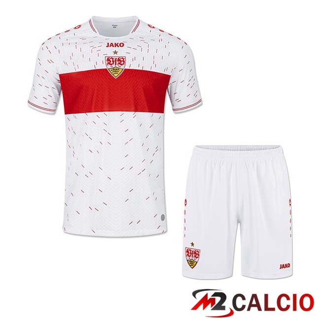 Maglie Calcio Personalizzate,Tute Calcio Squadre,Maglia Nazionale Italiana Calcio | Maglie Calcio VfB Stuttgart Bambino Prima Bianco 2023/2024