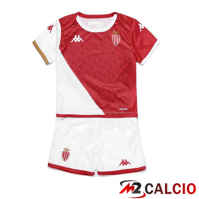 Maglie Calcio Personalizzate,Tute Calcio Squadre,Maglia Nazionale Italiana Calcio | Maglie Calcio AS Monaco Bambino Prima Bianco Rosso 2023/2024