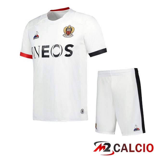 Maglie Calcio Personalizzate,Tute Calcio Squadre,Maglia Nazionale Italiana Calcio | Maglie Calcio OGC Nice Bambino Seconda Bianco 2023/2024
