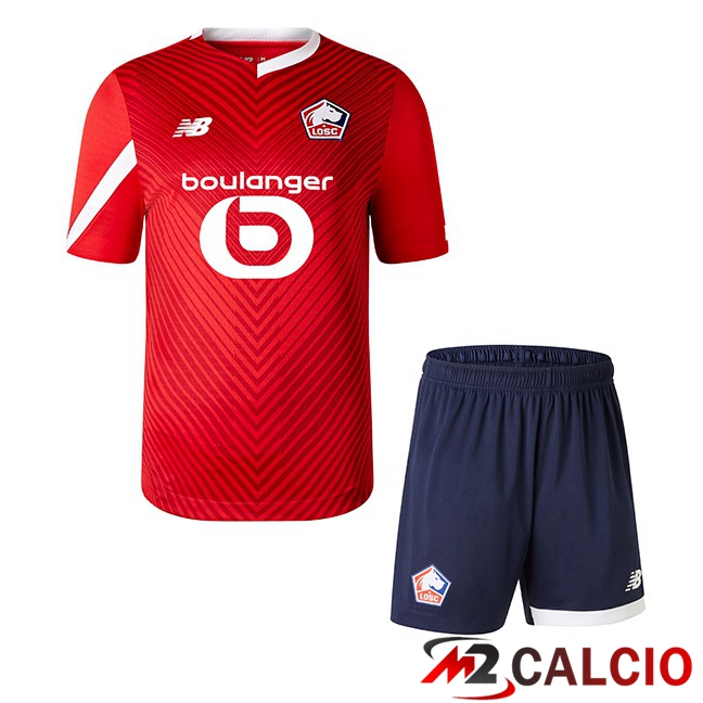 Maglie Calcio Personalizzate,Tute Calcio Squadre,Maglia Nazionale Italiana Calcio | Maglie Calcio Lille OSC Bambino Prima Rosso 2023/2024