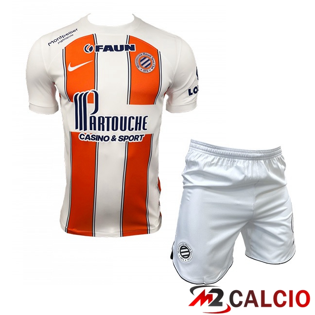 Maglie Calcio Personalizzate,Tute Calcio Squadre,Maglia Nazionale Italiana Calcio | Maglie Calcio Montpellier HSC Bambino Seconda Bianco Arancia 2023/2024