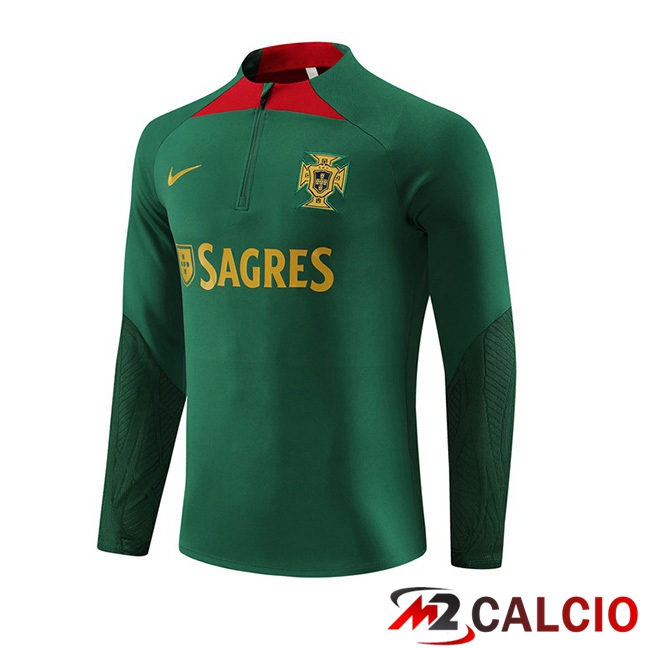Maglie Calcio Personalizzate,Tute Calcio Squadre,Maglia Nazionale Italiana Calcio | Felpa Allenamento Portogallo Verde 2023/2024