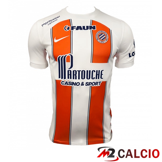 Maglie Calcio Personalizzate,Tute Calcio Squadre,Maglia Nazionale Italiana Calcio | Maglie Calcio Montpellier HSC Seconda Bianco Arancia 2023/2024