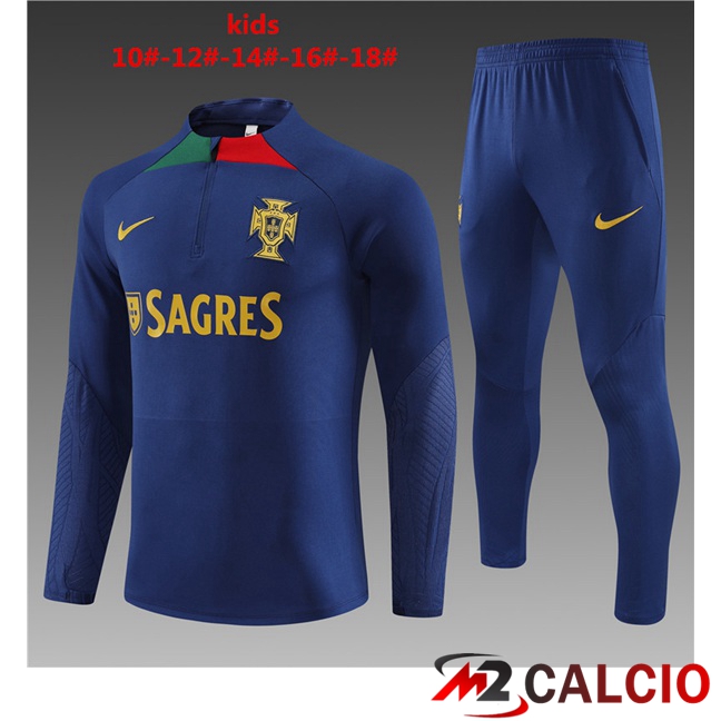 Maglie Calcio Personalizzate,Tute Calcio Squadre,Maglia Nazionale Italiana Calcio | Insieme Tuta Calcio Portogallo Bambino Blu Reale 2023/2024
