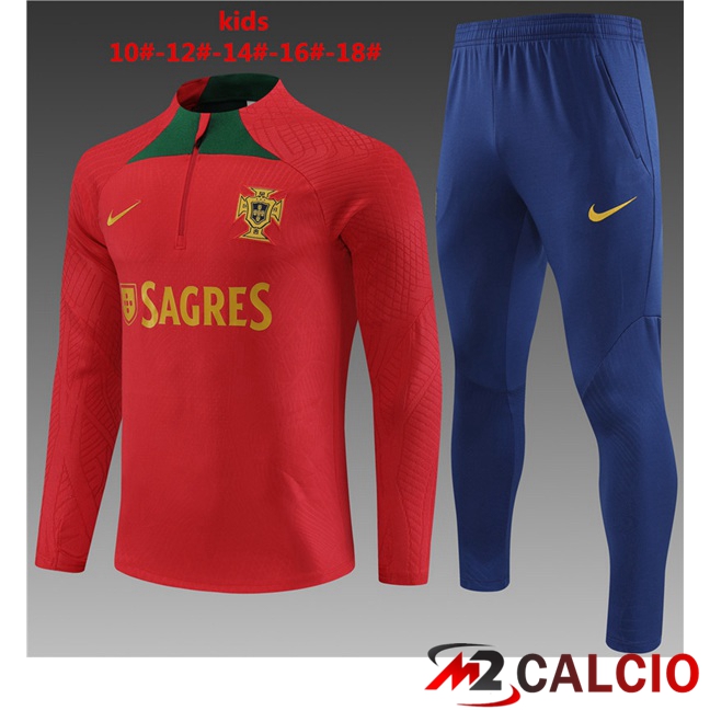 Maglie Calcio Personalizzate,Tute Calcio Squadre,Maglia Nazionale Italiana Calcio | Insieme Tuta Calcio Portogallo Bambino Rosso 2023/2024