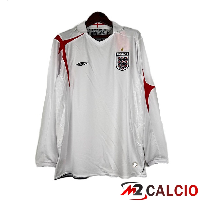 Maglie Calcio Personalizzate,Tute Calcio Squadre,Maglia Nazionale Italiana Calcio | Maglie Calcio Inghilterra Retro Prima Manica Lunga Bianco 2006