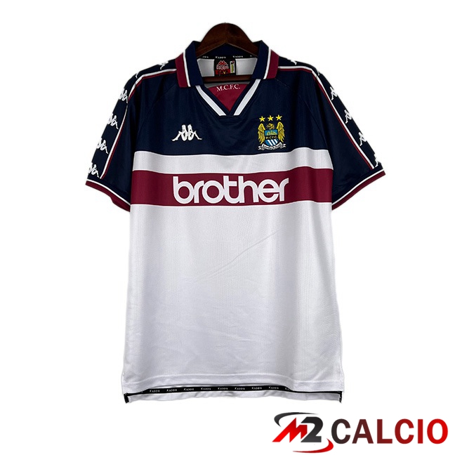 Maglie Calcio Personalizzate,Tute Calcio Squadre,Maglia Nazionale Italiana Calcio | Maglie Calcio Manchester City Retro Seconda Bianco 1997-1998