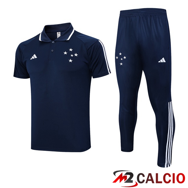 Maglie Calcio Personalizzate,Tute Calcio Squadre,Maglia Nazionale Italiana Calcio | Maglia Polo Cruzeiro EC + Pantaloni Blu Reale 2023/2024