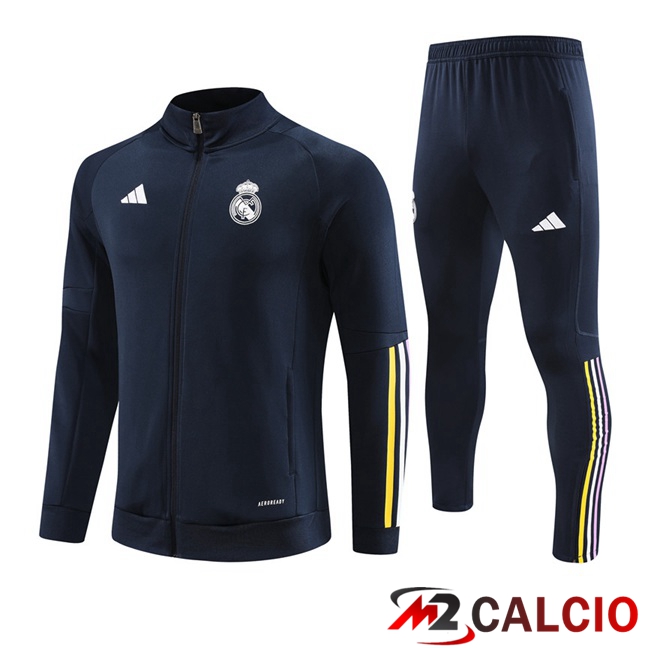 Maglie Calcio Personalizzate,Tute Calcio Squadre,Maglia Nazionale Italiana Calcio | Insieme Tuta Calcio - Giacca Real Madrid Blu Reale 2023/2024