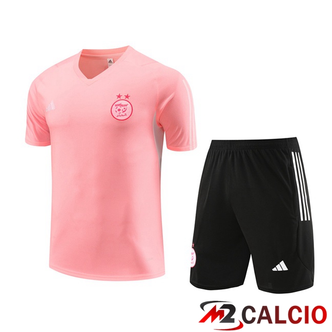 Maglie Calcio Personalizzate,Tute Calcio Squadre,Maglia Nazionale Italiana Calcio | T Shirt Allenamento Algeria + Pantaloncini Rosa 2023/2024