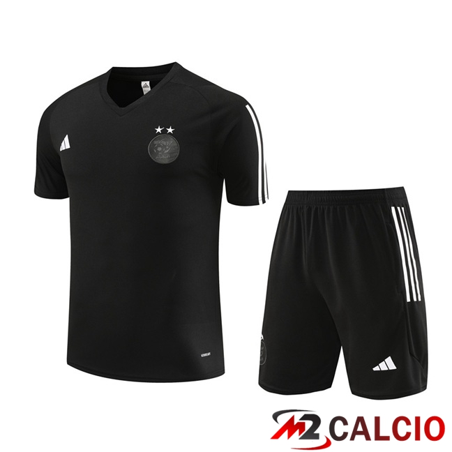 Maglie Calcio Personalizzate,Tute Calcio Squadre,Maglia Nazionale Italiana Calcio | T Shirt Allenamento Algeria + Pantaloncini Nero 2023/2024