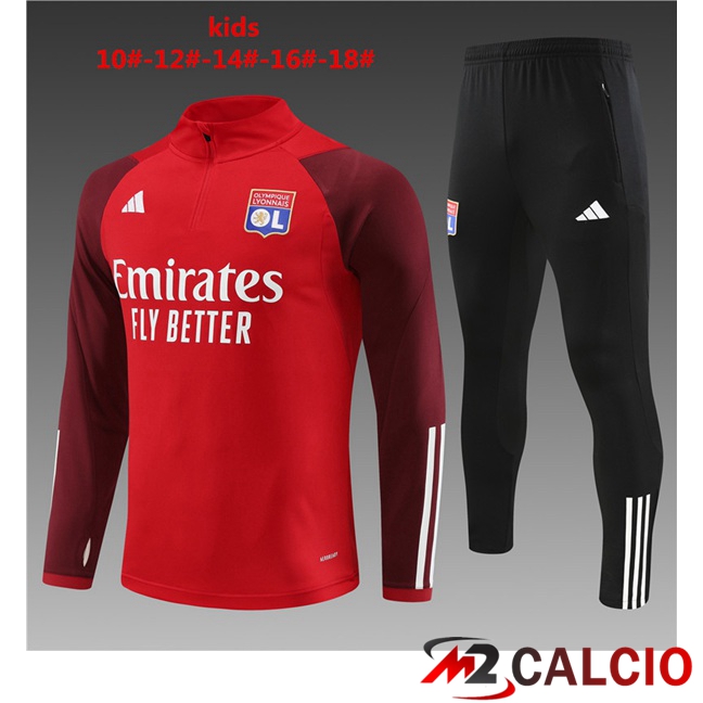 Maglie Calcio Personalizzate,Tute Calcio Squadre,Maglia Nazionale Italiana Calcio | Insieme Tuta Calcio Lyon OL Bambino Rosso 2023/2024