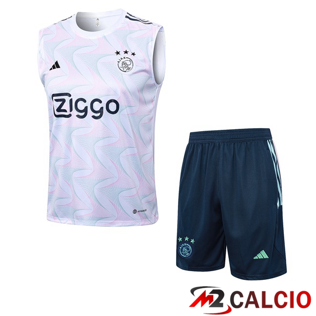 Maglie Calcio Personalizzate,Tute Calcio Squadre,Maglia Nazionale Italiana Calcio | Canotta Calcio AFC Ajax + Pantaloncini Bianco 2023/2024