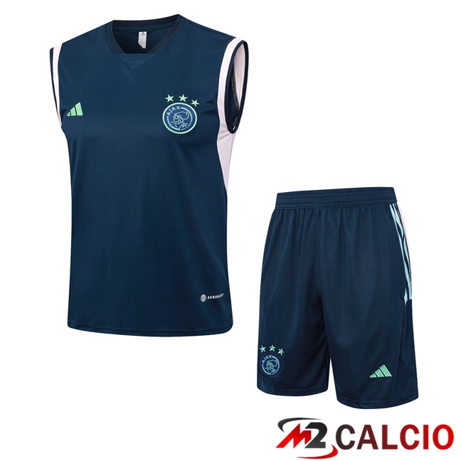 Maglie Calcio Personalizzate,Tute Calcio Squadre,Maglia Nazionale Italiana Calcio | Canotta Calcio AFC Ajax + Pantaloncini Blu Reale 2023/2024