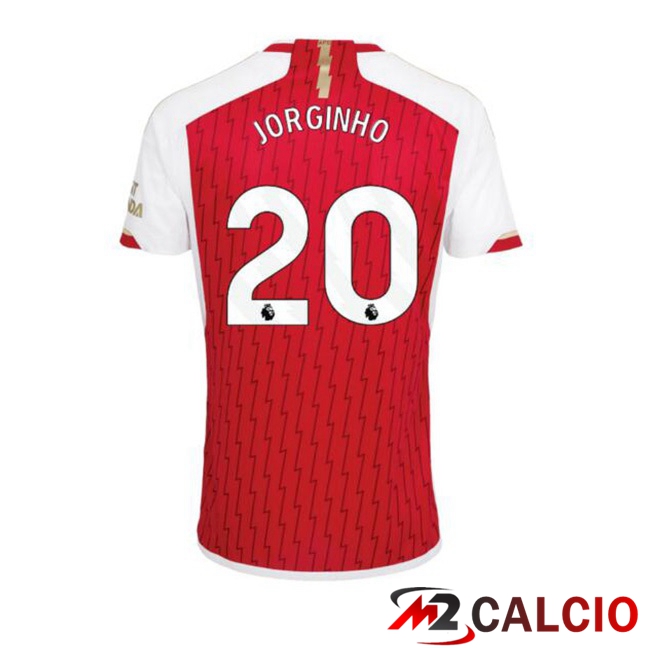 Maglie Calcio Personalizzate,Tute Calcio Squadre,Maglia Nazionale Italiana Calcio | Maglie Calcio Arsenal (JORGINHO 20) Prima Rosso Bianco 2023/2024
