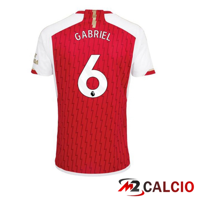 Maglie Calcio Personalizzate,Tute Calcio Squadre,Maglia Nazionale Italiana Calcio | Maglie Calcio Arsenal (GABRIEL 6) Prima Rosso Bianco 2023/2024