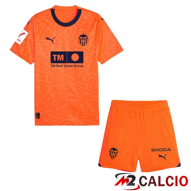 Maglie Calcio Personalizzate,Tute Calcio Squadre,Maglia Nazionale Italiana Calcio | Maglie Calcio Valencia CF Bambino Terza Arancia 2023/2024