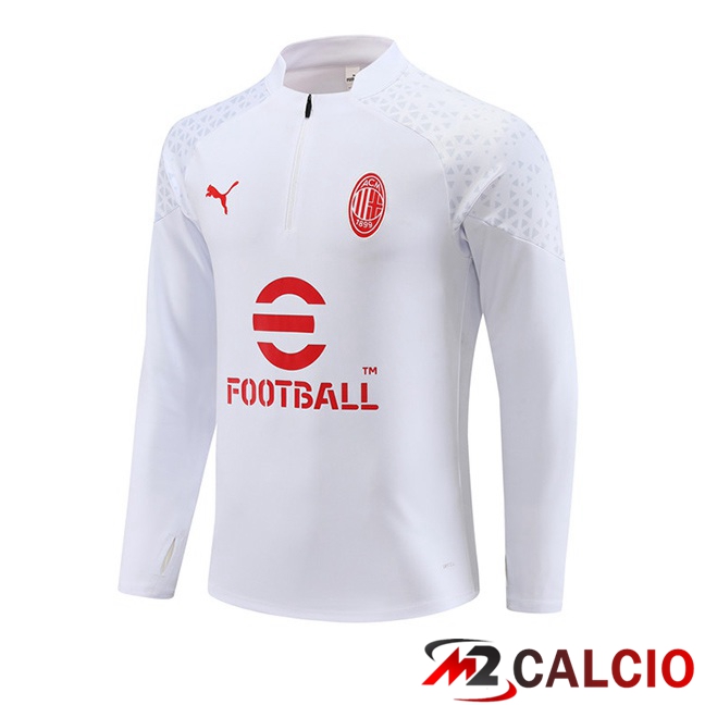 Maglie Calcio Personalizzate,Tute Calcio Squadre,Maglia Nazionale Italiana Calcio | Felpa Allenamento AC Milan Bianco 2023/2024