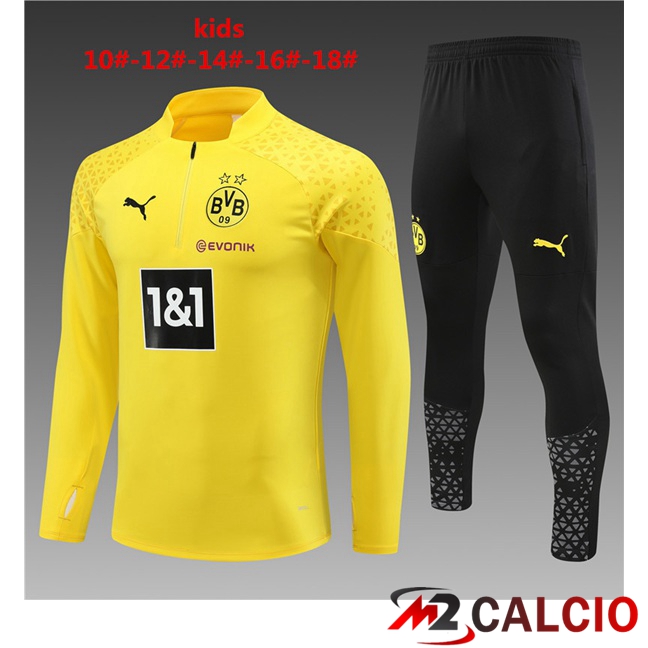 Maglie Calcio Personalizzate,Tute Calcio Squadre,Maglia Nazionale Italiana Calcio | Insieme Tuta Calcio Dortmund BVB Bambino Giallo 2023/2024