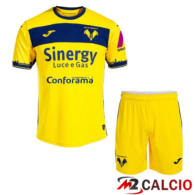 Maglie Calcio Personalizzate,Tute Calcio Squadre,Maglia Nazionale Italiana Calcio | Maglie Calcio Hellas Verone Bambino Seconda Giallo 2023/2024