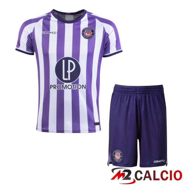 Maglie Calcio Personalizzate,Tute Calcio Squadre,Maglia Nazionale Italiana Calcio | Maglie Calcio Toulouse Bambino Prima Viola Bianco 2023/2024