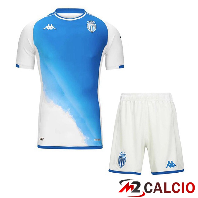 Maglie Calcio Personalizzate,Tute Calcio Squadre,Maglia Nazionale Italiana Calcio | Maglie Calcio AS Monaco Bambino Terza Blu Bianco 2023/2024