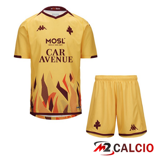 Maglie Calcio Personalizzate,Tute Calcio Squadre,Maglia Nazionale Italiana Calcio | Maglie Calcio FC Metz Bambino Seconda Giallo 2023/2024