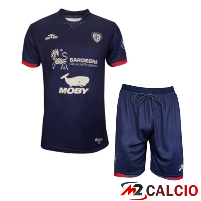 Maglie Calcio Personalizzate,Tute Calcio Squadre,Maglia Nazionale Italiana Calcio | Maglie Calcio Cagliari Calcio Bambino Terza Blu Reale 2023/2024