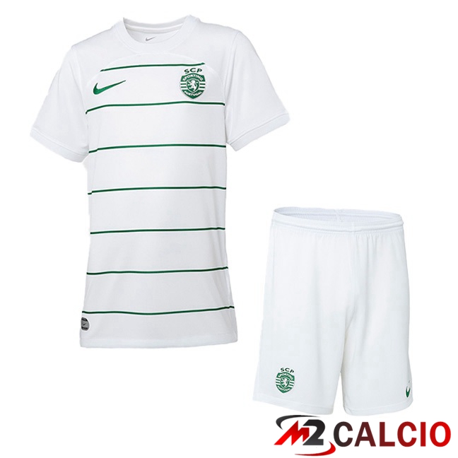 Maglie Calcio Personalizzate,Tute Calcio Squadre,Maglia Nazionale Italiana Calcio | Maglie Calcio Sporting CP Bambino Seconda Bianco 2023/2024