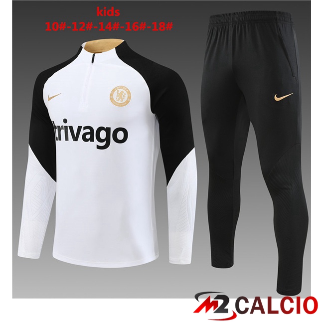 Maglie Calcio Personalizzate,Tute Calcio Squadre,Maglia Nazionale Italiana Calcio | Insieme Tuta Calcio FC Chelsea Bambino Bianco 2023/2024