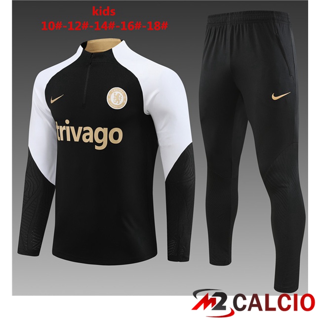 Maglie Calcio Personalizzate,Tute Calcio Squadre,Maglia Nazionale Italiana Calcio | Insieme Tuta Calcio FC Chelsea Bambino Nero 2023/2024
