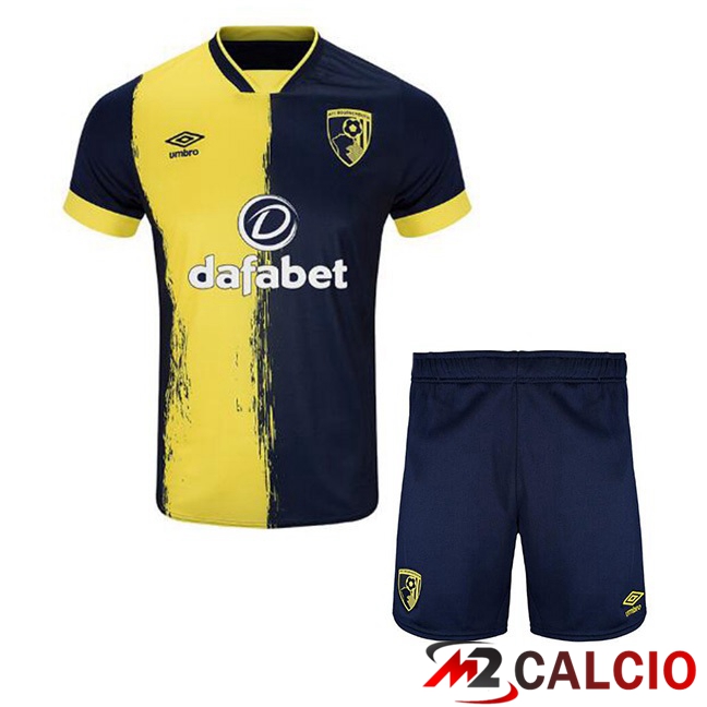 Maglie Calcio Personalizzate,Tute Calcio Squadre,Maglia Nazionale Italiana Calcio | Maglie Calcio AFC Bournemouth Bambino Terza Giallo Blu 2023/2024