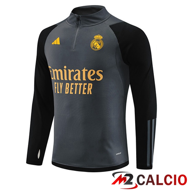 Maglie Calcio Personalizzate,Tute Calcio Squadre,Maglia Nazionale Italiana Calcio | Felpa Allenamento Real Madrid Grigio 2023/2024