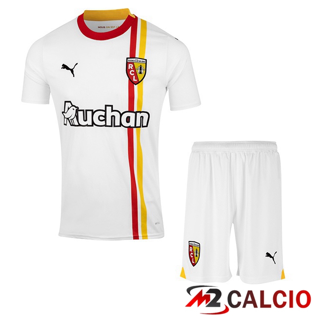 Maglie Calcio Personalizzate,Tute Calcio Squadre,Maglia Nazionale Italiana Calcio | Maglie Calcio RC Lens Bambino Terza Bianco 2023/2024