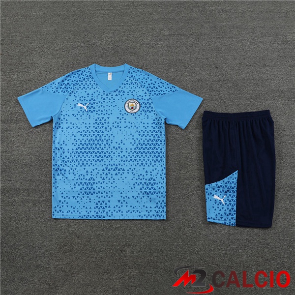 T Shirt Allenamento Manchester City + Pantaloncini Blu 2023/2024