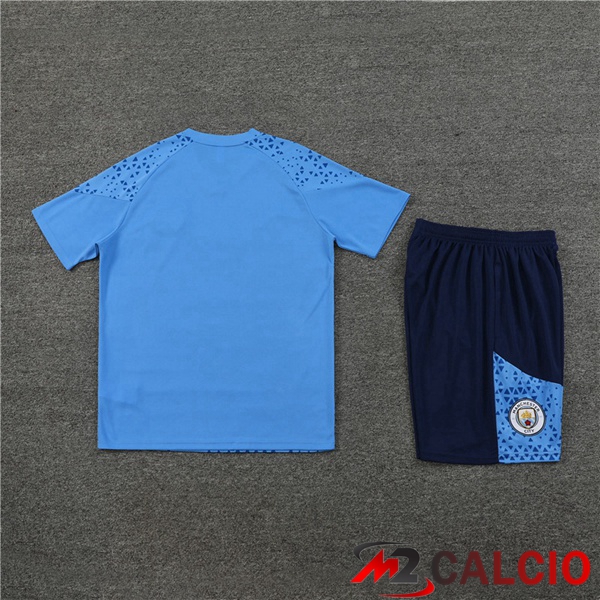 T Shirt Allenamento Manchester City + Pantaloncini Blu 2023/2024