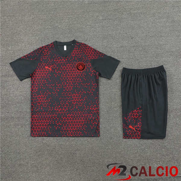 T Shirt Allenamento Manchester City + Pantaloncini Rosso Nero 2023/2024