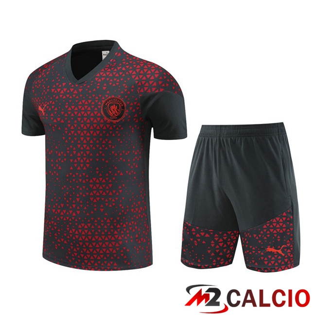 Maglie Calcio Personalizzate,Tute Calcio Squadre,Maglia Nazionale Italiana Calcio | T Shirt Allenamento Manchester City + Pantaloncini Rosso Nero 2023/2024